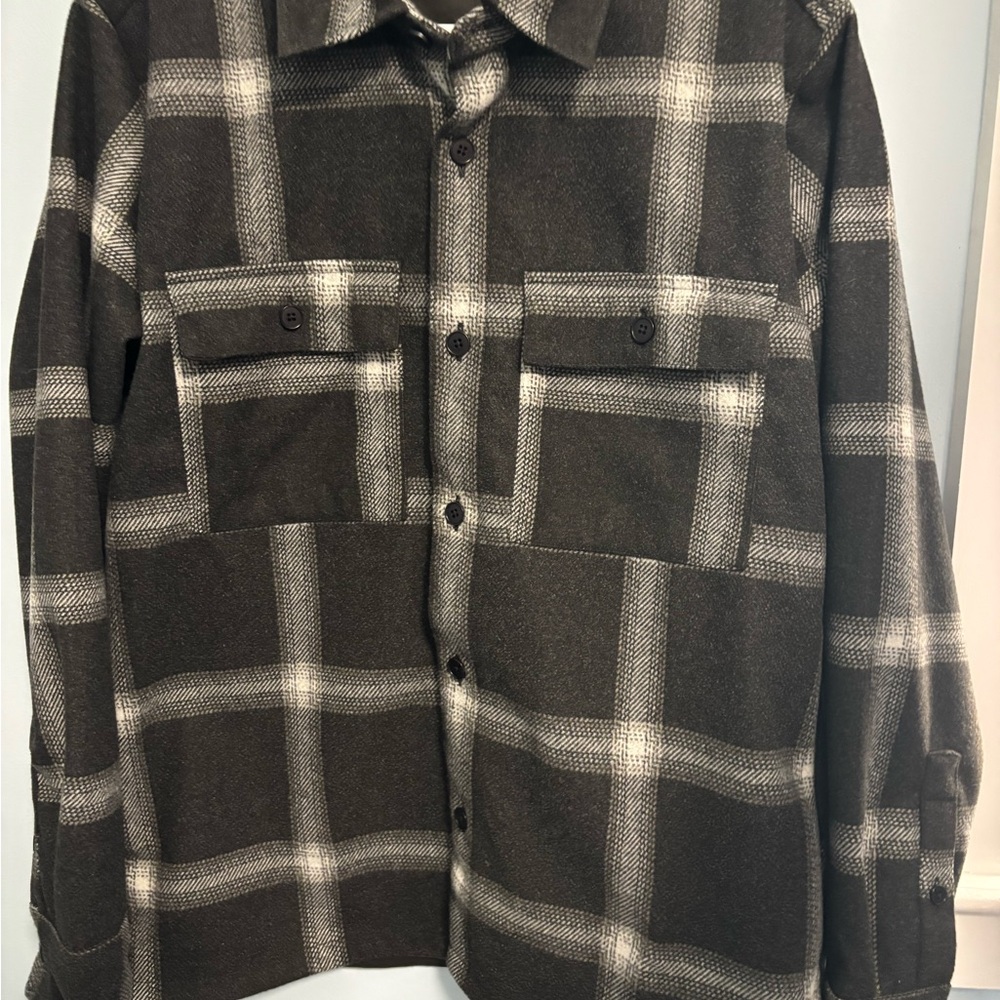 Madewell Black and White Plaid Shirt Jacket